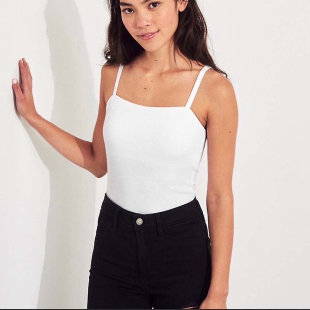 Hollister White Square Neck Bodysuit